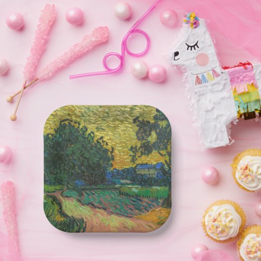 Vincent van Gogh - Landschap in Twilight Papieren Bordje (Feest)