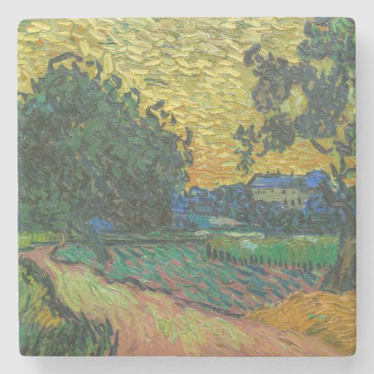 Vincent van Gogh - Landschap in Twilight Stenen Onderzetter (Voorkant)