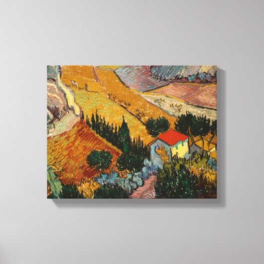 Vincent van Gogh | Landschap met House & Plowman Canvas Afdruk (Voorkant)