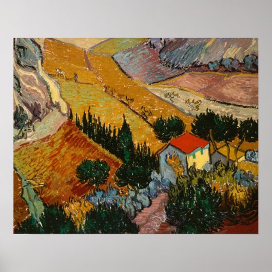 Vincent van Gogh | Landschap met House & Plowman Poster (Voorkant)