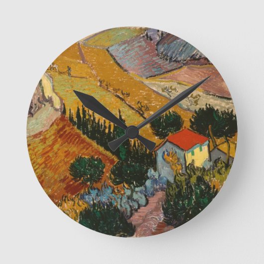 Vincent van Gogh | Landschap met House & Plowman Ronde Klok (Voorkant)