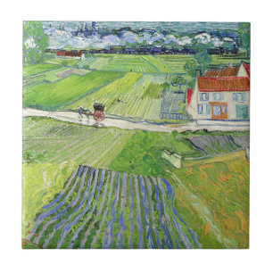 Vincent van Gogh - Landschap met Koets & Trein Tegeltje