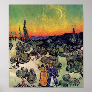 Vincent Van Gogh - Landschap met stel Kunstwerk Poster