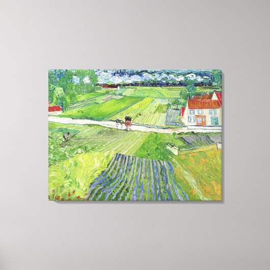 Vincent van Gogh - Landschap met vervoer en trein Canvas Afdruk (Voorkant)