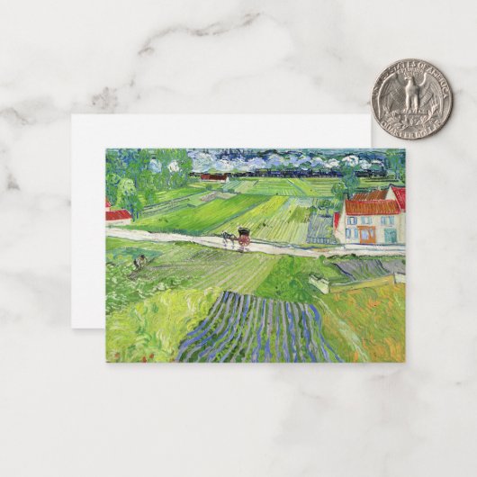 Vincent van Gogh - Landschap met vervoer en trein Notitiekaartje (Voorkant / Achterkant in situ)