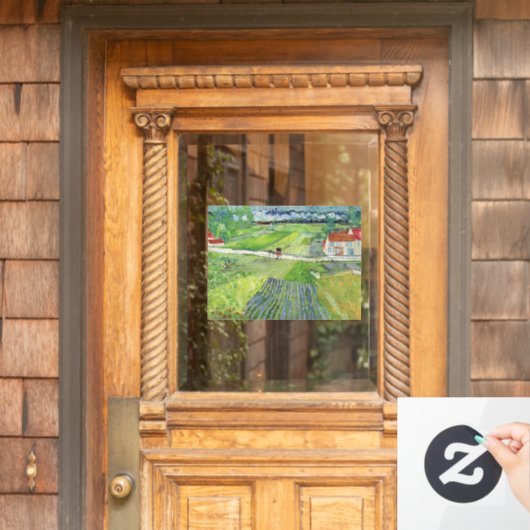 Vincent van Gogh - Landschap met vervoer en trein Raamsticker (Huis Deur)