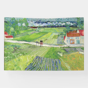 Vincent van Gogh - Landschap met vervoer en trein Spandoek