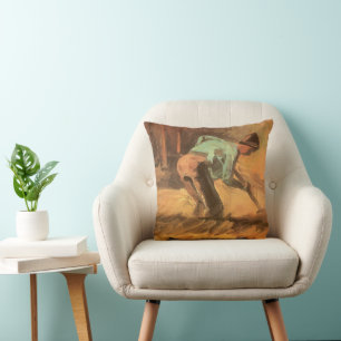 Vincent van Gogh - Man gebukt met stok of spade Kussen
