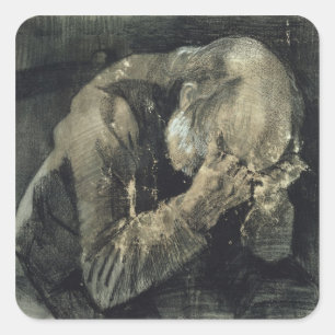 Vincent van Gogh Man met zijn hoofd in zijn hand Vierkante Sticker