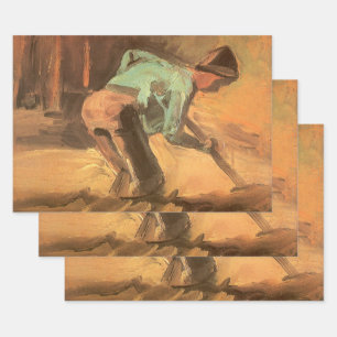 Vincent van Gogh - Man Stooping w Stick of Spade Inpakpapier Vel