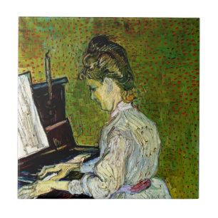 Vincent van Gogh - Marguerite gachet bij de Piano Tegeltje