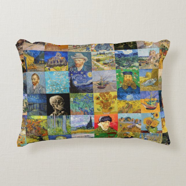 Vincent van Gogh - Masterstuks Mosaic Patchwork Accent Kussen (Voorkant)