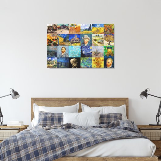 Vincent van Gogh - Masterstuks Mosaic Patchwork Canvas Afdruk (Insitu (Slaapkamer))