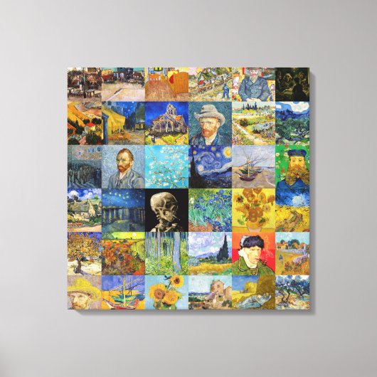 Vincent van Gogh - Masterstuks Mosaic Patchwork Canvas Afdruk (Voorkant)