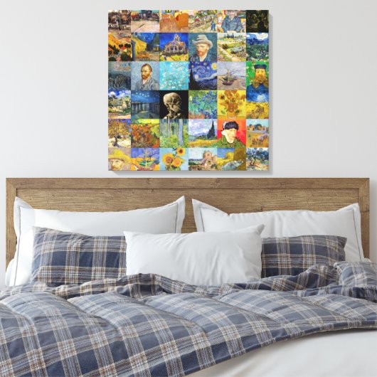 Vincent van Gogh - Masterstuks Mosaic Patchwork Canvas Afdruk (Insitu (Slaapkamer))
