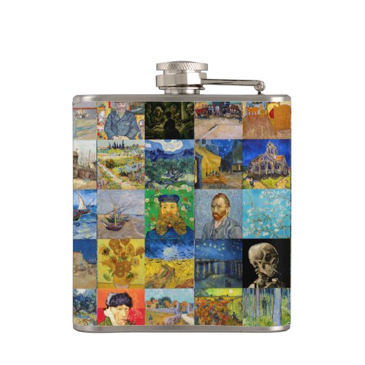 Vincent van Gogh - Masterstuks Mosaic Patchwork Heupfles (Achterkant)