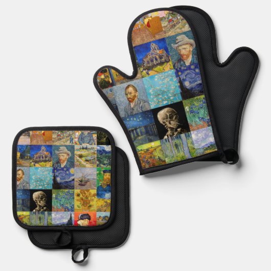 Vincent van Gogh - Masterstuks Mosaic Patchwork Ovenwant & Pannenlap Set (Voorkant / Achterkant)