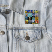 Vincent van Gogh - Masterstuks Mosaic Patchwork Vierkante Button 5,1 Cm (In situ)