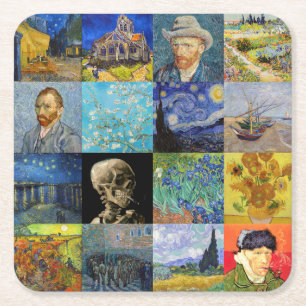 Vincent van Gogh - Masterstuks Mosaic Patchwork Vierkante Kartonnen Onderzetter