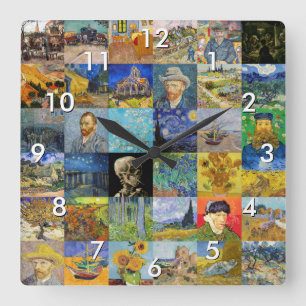 Vincent van Gogh - Masterstuks Mosaic Patchwork Vierkante Klok