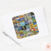 Vincent van Gogh - Masterstuks Mosaic Patchwork Vierkante Sticker (Envelop)