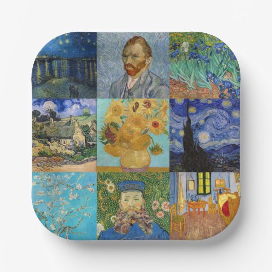 Vincent Van Gogh - Masterstuks Patchwork Papieren Bordje (Voorkant)