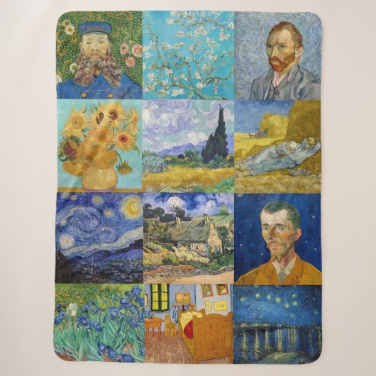 Vincent Van Gogh - Masterstuks Patchwork Sherpa Deken (Voorkant)
