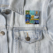 Vincent Van Gogh - Masterstuks Patchwork Vierkante Button 5,1 Cm (In situ)