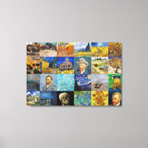 Vincent van Gogh - Meesterwerken Mozaïek Patchwork Canvas Afdruk