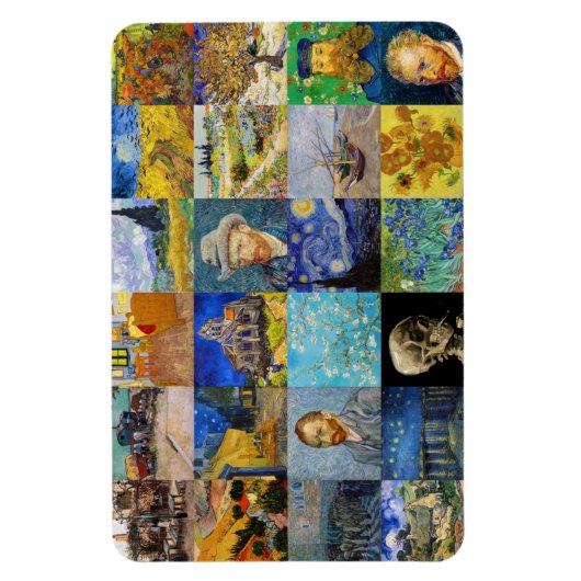 Vincent van Gogh - Meesterwerken Mozaïek Patchwork Magneet (Verticaal)