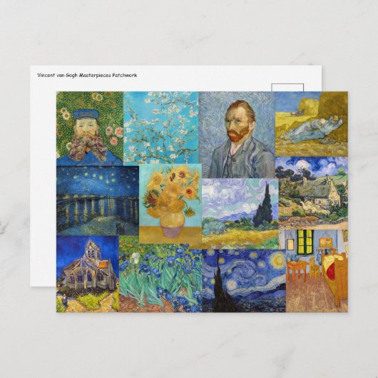 Vincent Van Gogh - Meesterwerken Patchwork Briefkaart (Voorkant / Achterkant)
