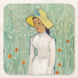 Vincent van Gogh - Meisje in het wit Vierkante Kartonnen Onderzetter