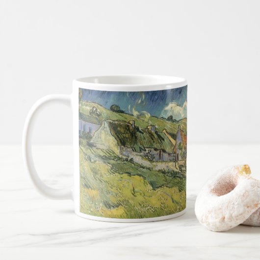 Vincent van Gogh - Met Riet Gedekte Huizen Koffiemok (Met donut)