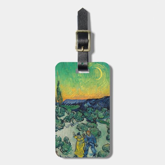Vincent van Gogh - Moonlit Landschap met Paars Bagagelabel (Voorkant verticaal)