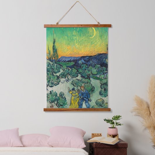 Vincent van Gogh - Moonlit Landschap met Paars Hangend Wandkleed (Slaapkamer)