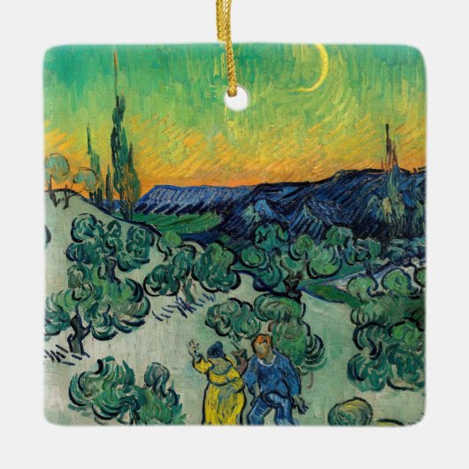 Vincent van Gogh - Moonlit Landschap met Paars Keramisch Ornament (Voorkant)