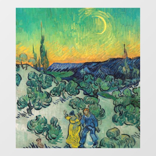 Vincent van Gogh - Moonlit Landschap met Paars Raamsticker (Vel)