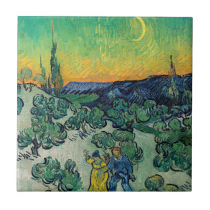 Vincent van Gogh - Moonlit Landschap met Paars Tegeltje