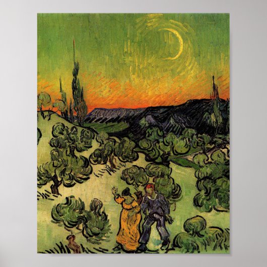Vincent Van Gogh Moonlit Landschap Poster (Voorkant)