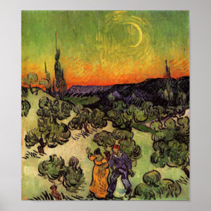 Vincent Van Gogh Moonlit Landschap Poster