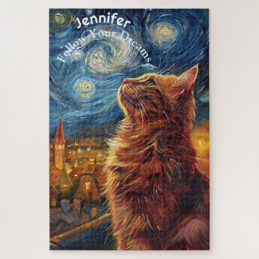 Vincent Van Gogh Motivation Cat Puzzle (Vertical)