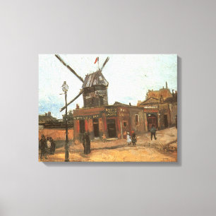 Vincent van Gogh - Moulin de la Galette, Molen Canvas Afdruk