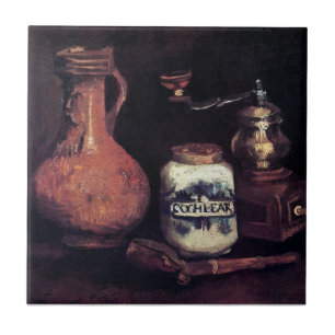 Vincent Van Gogh - nog steeds leven met koffie-mil Tegeltje