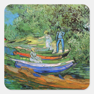 Vincent van Gogh - Oever van de Oise bij Auvers Vierkante Sticker
