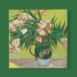 Vincent Van Gogh Oleanders Vintage peinture floral<br><div class="desc">Belle oeuvre de 1888 du célèbre impressionniste Vincent Van Gogh. Cet art floral impressionniste présente des fleurs d'Oleandre dans un vase sur une table avec des livres jaunes sur un joli imprimé vert pour un décor de chambre vintage.</div>