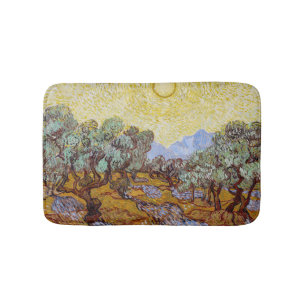 Vincent van Gogh - Olijfbomen, Gele Lucht en Zon Badmat