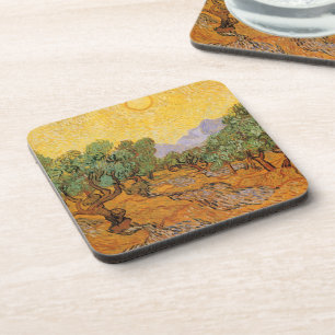 Vincent van Gogh - Olijfbomen, Gele Lucht en Zon Drankjes Onderzetter