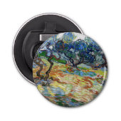 Vincent van Gogh - Olijfbomen: Heldere blauwe heme Button Flesopener (Voorkant)