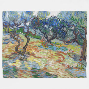Vincent van Gogh - Olijfbomen: Heldere blauwe heme Fleece Deken