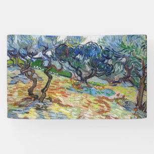 Vincent van Gogh - Olijfbomen: Heldere blauwe heme Spandoek
